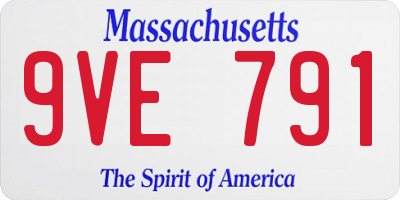 MA license plate 9VE791