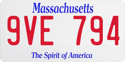 MA license plate 9VE794