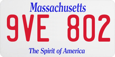 MA license plate 9VE802