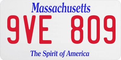 MA license plate 9VE809