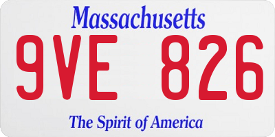 MA license plate 9VE826