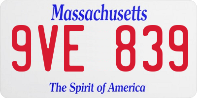MA license plate 9VE839