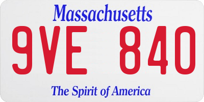 MA license plate 9VE840
