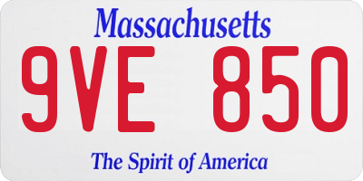 MA license plate 9VE850