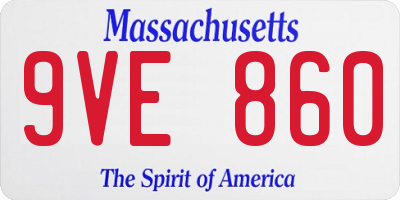 MA license plate 9VE860