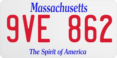 MA license plate 9VE862