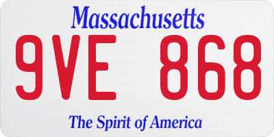 MA license plate 9VE868