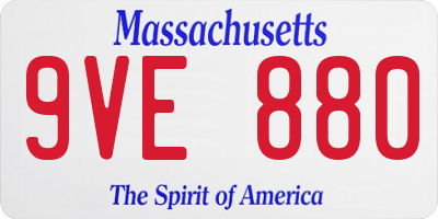 MA license plate 9VE880