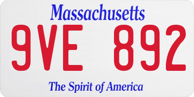MA license plate 9VE892