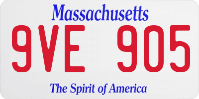 MA license plate 9VE905