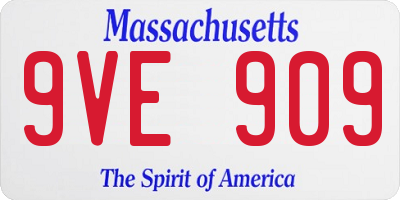 MA license plate 9VE909