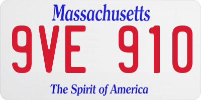 MA license plate 9VE910