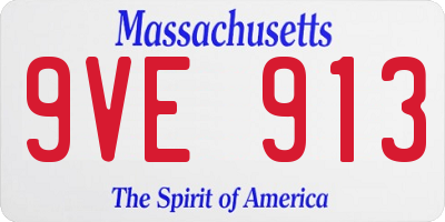 MA license plate 9VE913