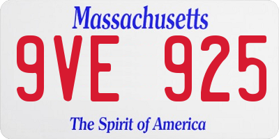 MA license plate 9VE925
