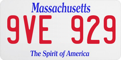 MA license plate 9VE929