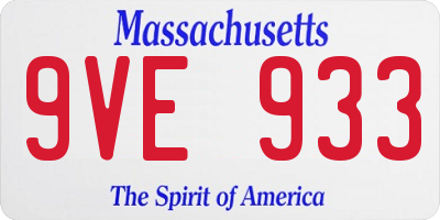 MA license plate 9VE933