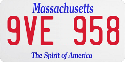 MA license plate 9VE958