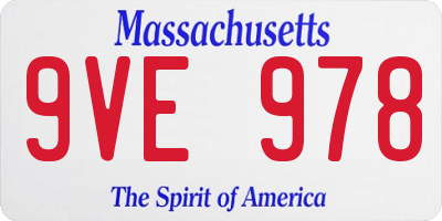 MA license plate 9VE978