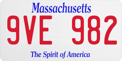 MA license plate 9VE982