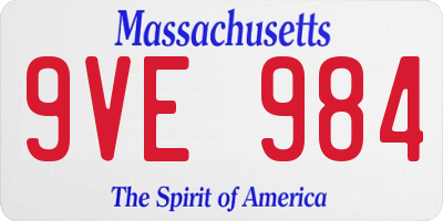 MA license plate 9VE984