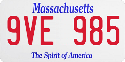 MA license plate 9VE985