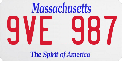 MA license plate 9VE987