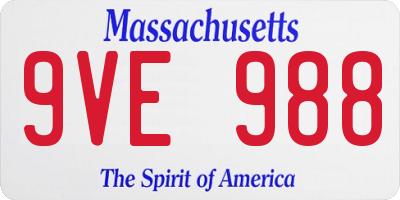 MA license plate 9VE988