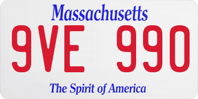 MA license plate 9VE990