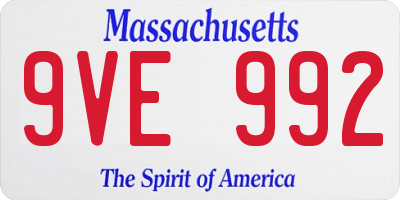 MA license plate 9VE992