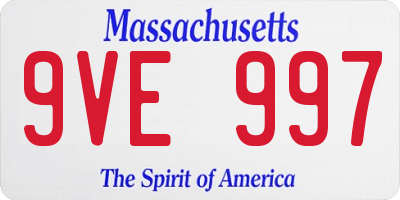 MA license plate 9VE997