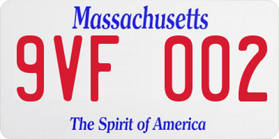 MA license plate 9VF002