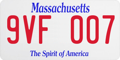 MA license plate 9VF007