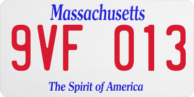 MA license plate 9VF013