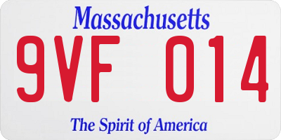MA license plate 9VF014