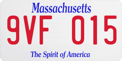 MA license plate 9VF015