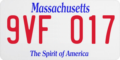 MA license plate 9VF017