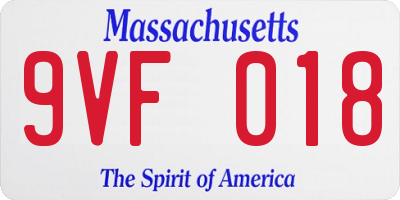 MA license plate 9VF018