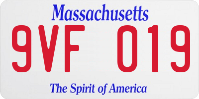 MA license plate 9VF019