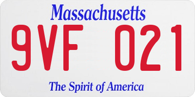 MA license plate 9VF021