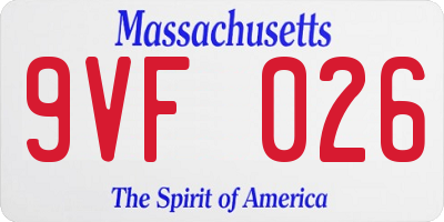 MA license plate 9VF026