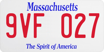 MA license plate 9VF027