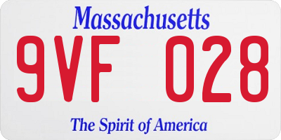 MA license plate 9VF028