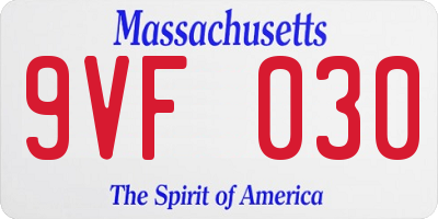 MA license plate 9VF030
