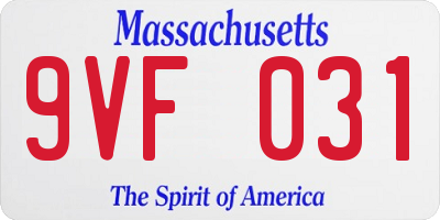 MA license plate 9VF031
