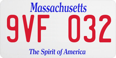 MA license plate 9VF032