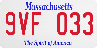 MA license plate 9VF033