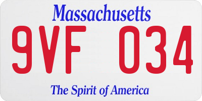 MA license plate 9VF034