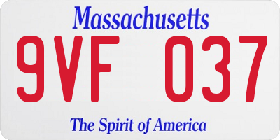MA license plate 9VF037