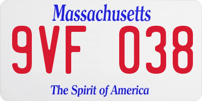 MA license plate 9VF038