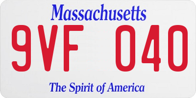 MA license plate 9VF040